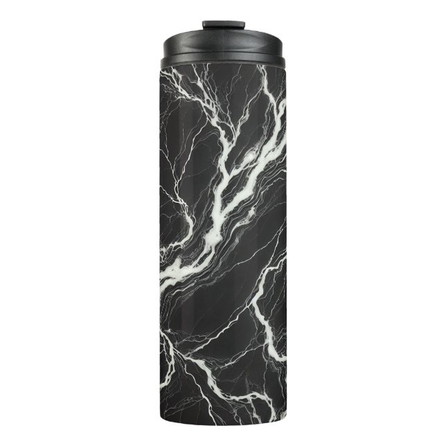 Chic  Black & White Marble Look Glamour Thermal Tumbler (Front)