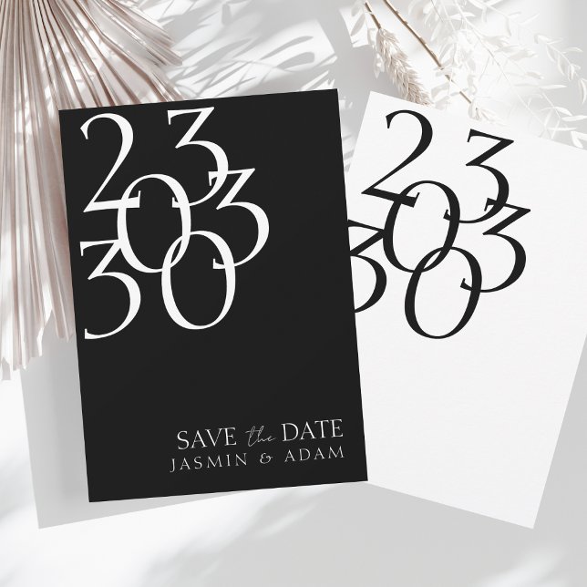 Chic Black White Minimal Date Typography Wedding Save The Date (Creator Uploaded)