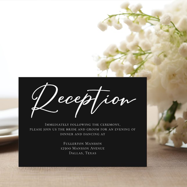 Chic Black White Modern Wedding Reception Enclosure Card (Creator Uploaded)