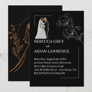 Chic Black White Overlay Wedding Portrait 2026  Invitation