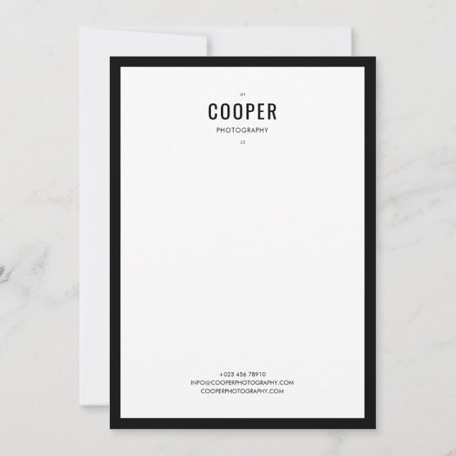 Chic Black White Photography Brand Note Card (Back)