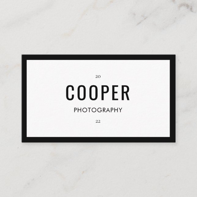 Chic Black White Photography QR Code Business Card (Front)