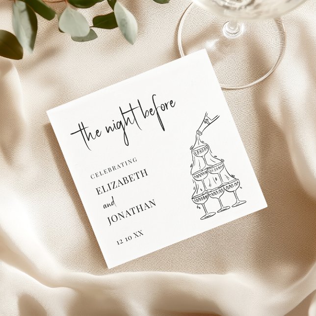 Chic Black White Rehearsal Dinner Champagne Tower Napkin (Creator Uploaded)
