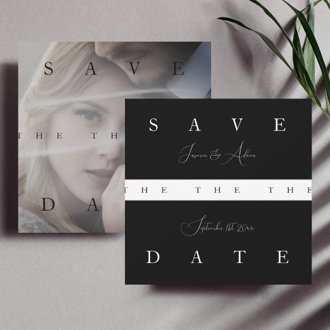 Chic Black White Simple Photo Wedding Save The Date (Creator Uploaded)