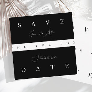Chic Black White Simple Typography Wedding Save The Date