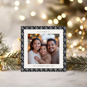 Chic Black & White Snowflake Photo Christmas Card