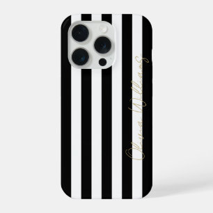 Chic Black White Stripe Pattern Simple Modern Look iPhone 15 Pro Case