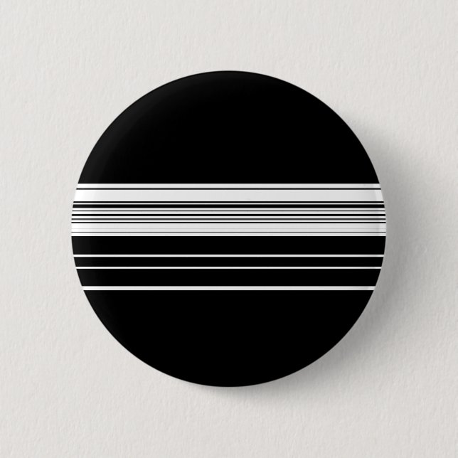 Chic black white striped  6 cm round badge (Front)