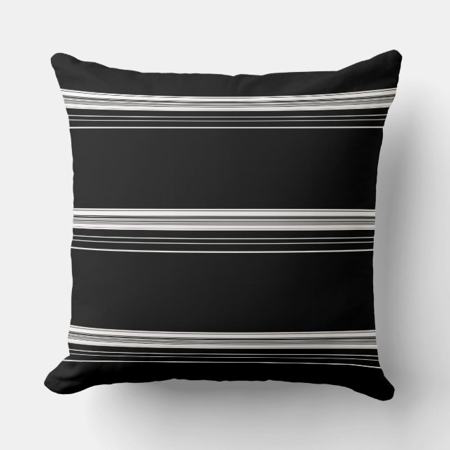 Chic black white striped  cushion (Front)