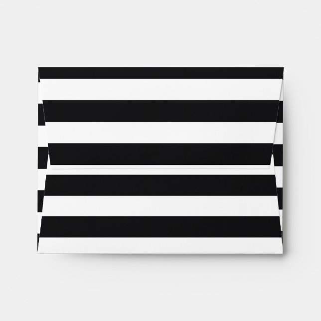 Chic Black & White Striped Invitation Envelope (Back (Top Flap))