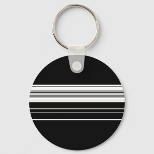 Chic black white striped key ring