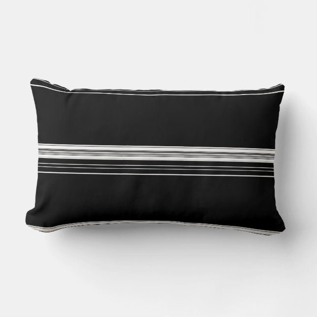 Chic black white striped  lumbar cushion (Front)