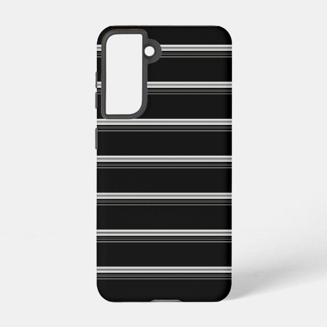 Chic black white striped  samsung galaxy s21 case (Back)