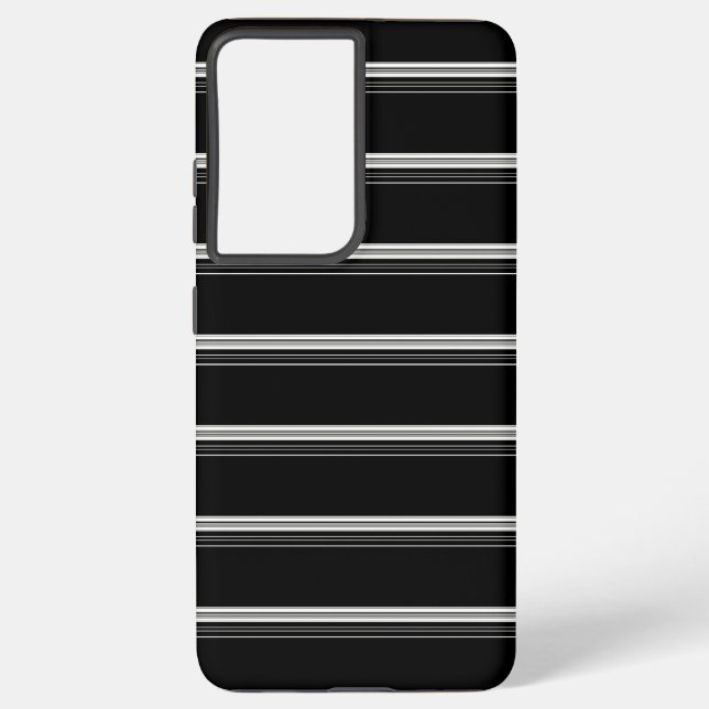 Chic black white striped  samsung galaxy s21+ case (Back)