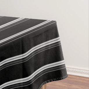 Chic black white striped  tablecloth