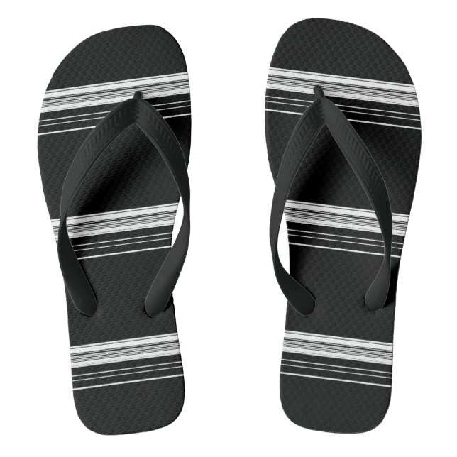 Chic black white striped  thongs (Footbed)