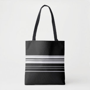 Chic black white striped tote bag