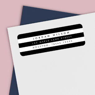 Chic Black & White Stripes Return Address Label