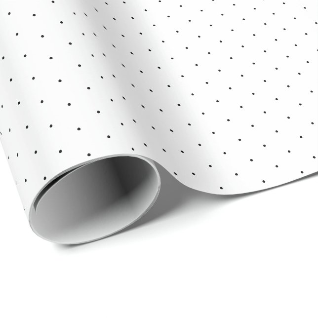 Chic black white tiny polka dots pattern gift wrapping paper (Roll Corner)