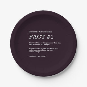 Chic Black White Wedding Fact Napkins Paper Plate