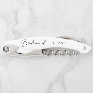 Chic Black White Wedding Modern Custom Bridesmaid Corkscrew