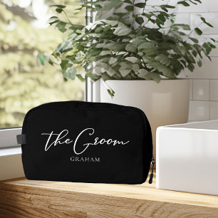 Chic Black White Wedding Modern Custom Groom Dopp Kit