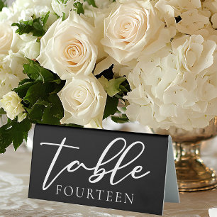 Chic Black White Wedding Table Number