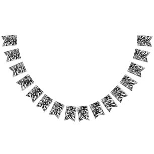 Chic black white zebra print safari birthday party bunting