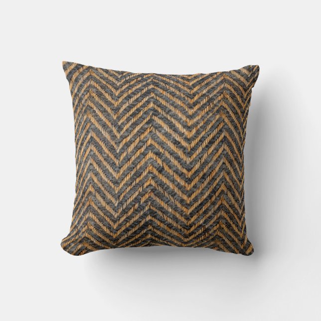 Chic black yellow chevron cushion (Front)