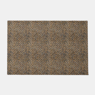 Chic black yellow chevron doormat