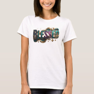 Chic BLESSED Artistic Motif T-Shirt