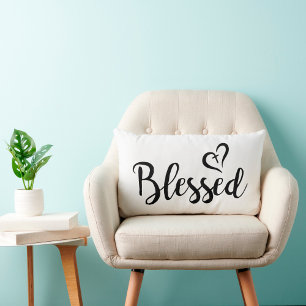 chic BLESSED script lettering Lumbar Cushion