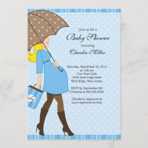 Chic Blonde Pregnant Mum Baby Shower Invitation