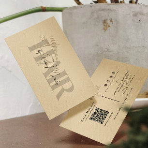 Chic Blonde-Tone Hairstylist Scissors QR Code Business Card