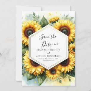 Chic Bloom Sunflower Wedding Save The Date