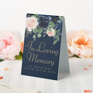Chic Blooms   Dark Navy Blue and Blush Memorial