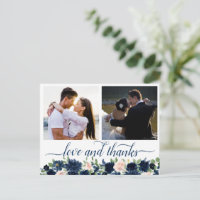 Chic Blooms | Navy and Blush 2 Photo Thank You