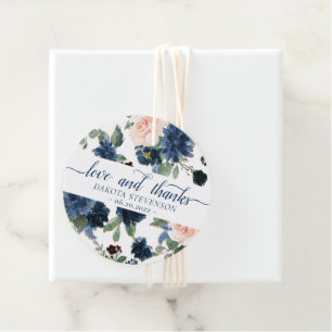 Chic Blooms   Navy Blue and Blush Love and Thanks Favour Tags