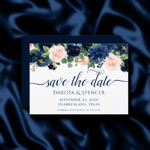 Chic Blooms Navy Blue and Blush Pink Garland Save The Date