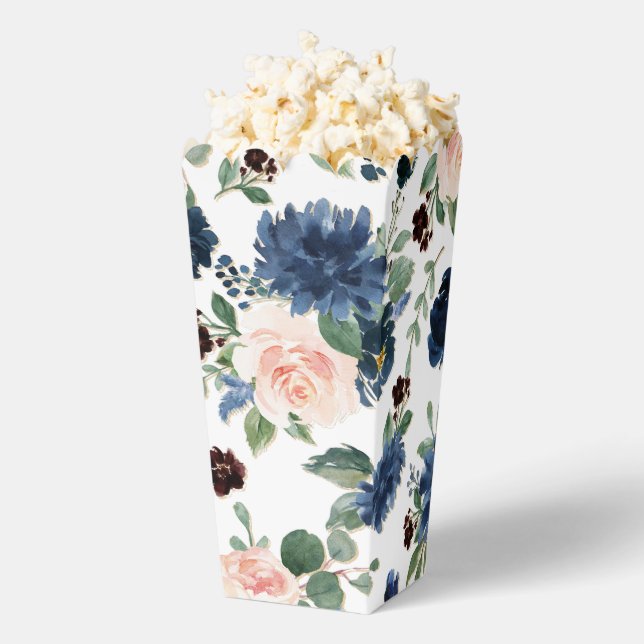 Chic Blooms | Navy Blue and Blush Pink Pattern Favour Box (Popped)