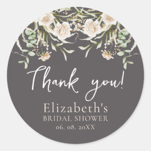Chic Blossom Boho Bridal Shower Classic Round Sticker