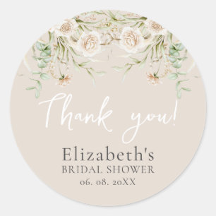 Chic Blossom Boho Bridal Shower Classic Round Sticker