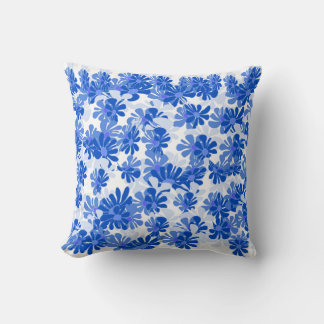 Chic Blossoms: Vibrant Blue Cushion