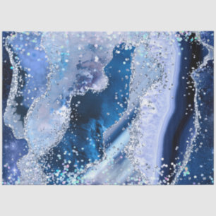 Chic Blue Agate w/Opalescent Sparkles Tissue Paper