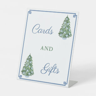 Chic Blue And Green Holidays Wedding Cards & Gifts Pedestal Sign
