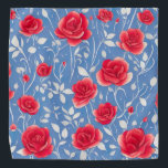 Chic Blue and Red Watercolor Floral Pattern Bandana<br><div class="desc">This modern watercolor floral print in shades of blue and red is perfect for adding a contemporary touch to your products. The clean lines and fresh colours make this design perfect for any modern home or office decor.</div>
