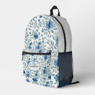 Chic Blue And Sage Green Floral Art Toiletry Bag