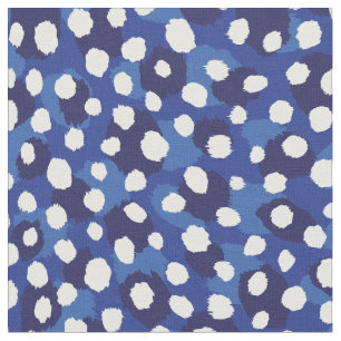 Chic blue and white cheetah print polka dots fabric