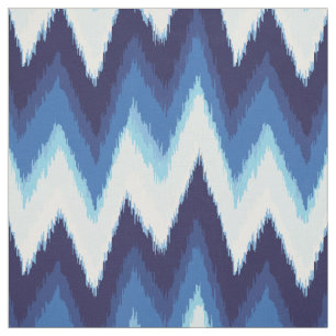 Chic blue and white ikat tribal chevron pattern fabric