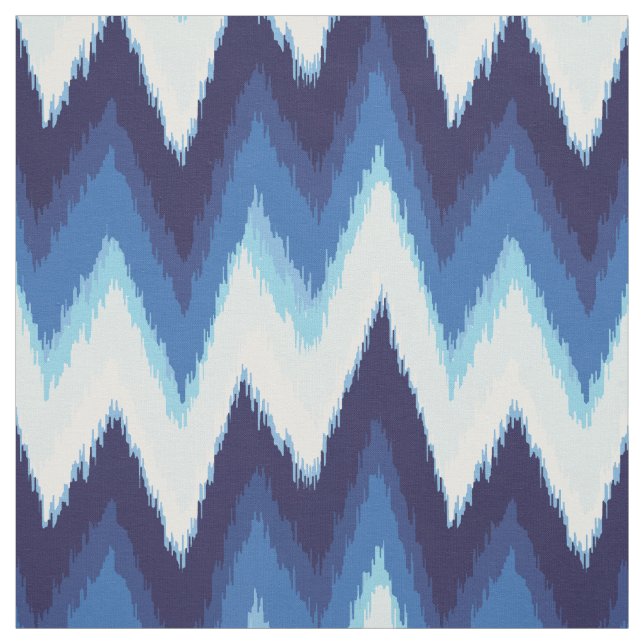 Chic blue and white ikat tribal chevron pattern fabric (Swatch)